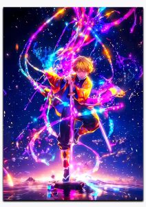 متال پوستر انیمه Demon Slayer طرح شخصیت Zenitsu